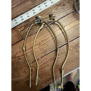 Pair Of Stiffel Brass Metal Lamp Harp With Finial 9” Top To Bottom